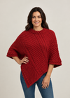 Aran Merino Wool Cowl Poncho | Red | Premium Heritage Knitwear