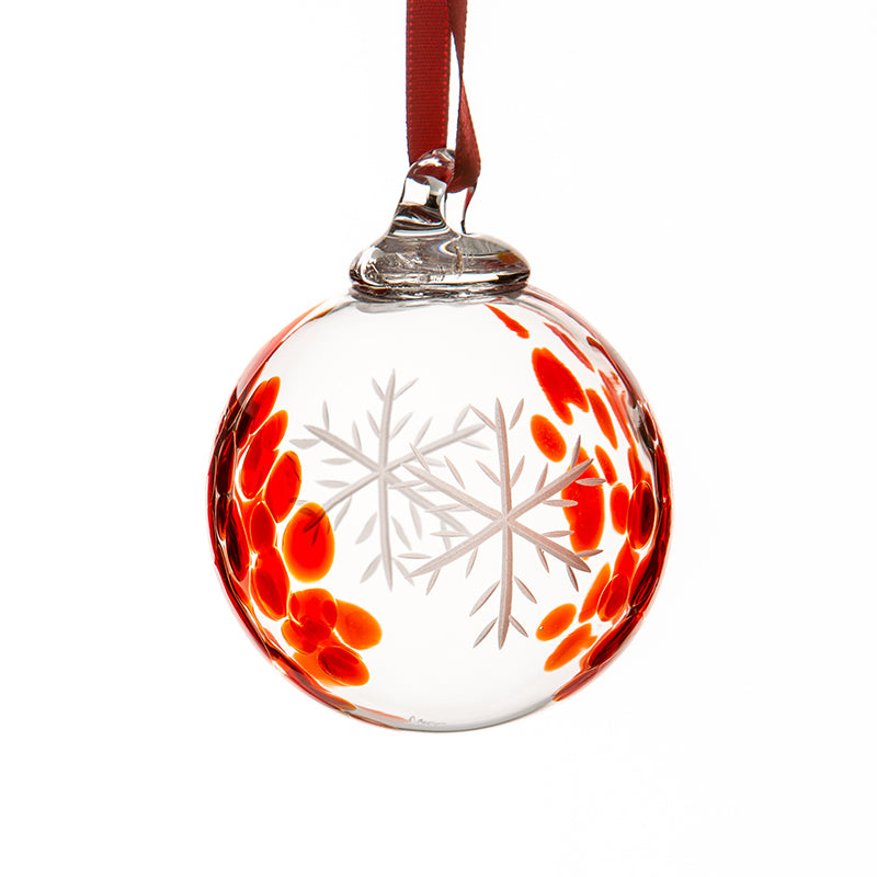 Irish Glass Red Snowflake Bauble