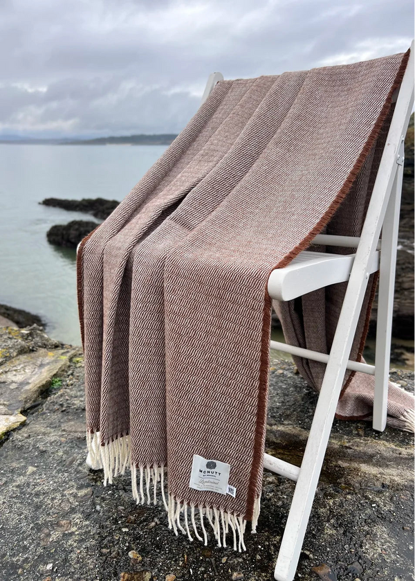 McNutt Supersoft Merino Lambswool Throw | Ripple Chocolate