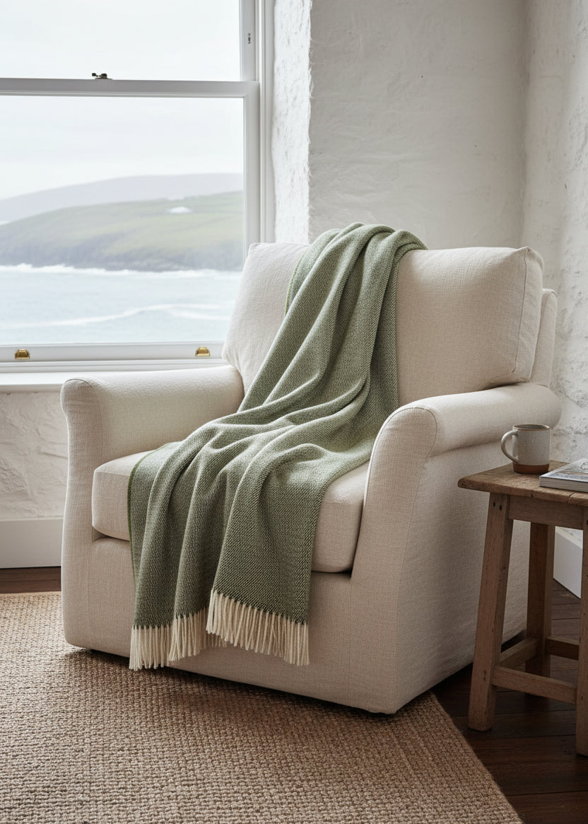 McNutt Supersoft Merino Lambswool Throw | Ripple Fern