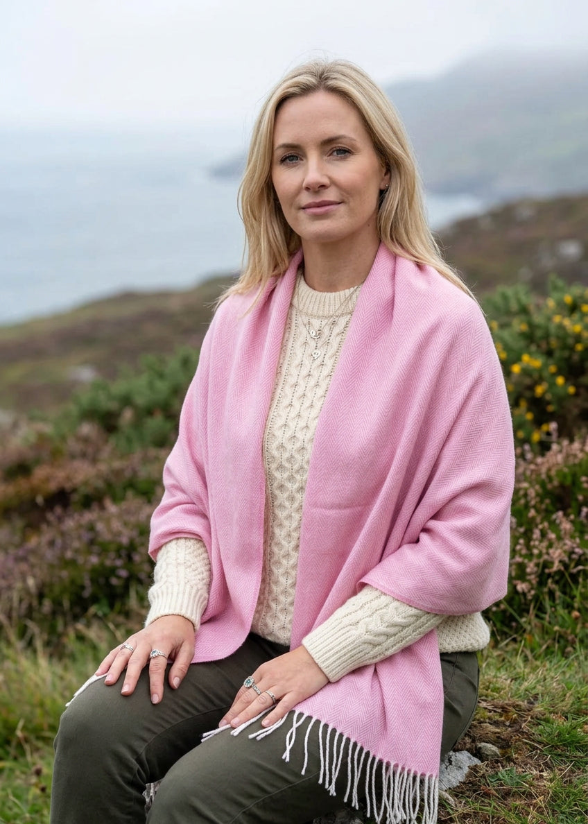 McNutt Rose Cashmere Merino Wrap | Luxury Irish Knitwear