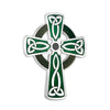Rhodium BOK Green Enamel Celtic Cross Brooch