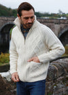 Handknit Men's Aran Cardigan | Natural