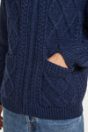 Handknit Men's Aran Cardigan - Blue
