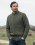 Aran Handknit Crew Neck Sweater | Green