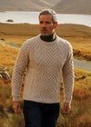 Aran Handknit Crew Neck Sweater | Oatmeal