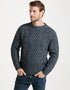 Aran Handknit Crew Neck Sweater | Silver