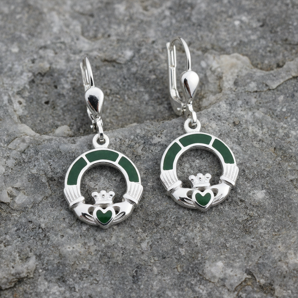 Connemara Marble Claddagh Drop Earrings