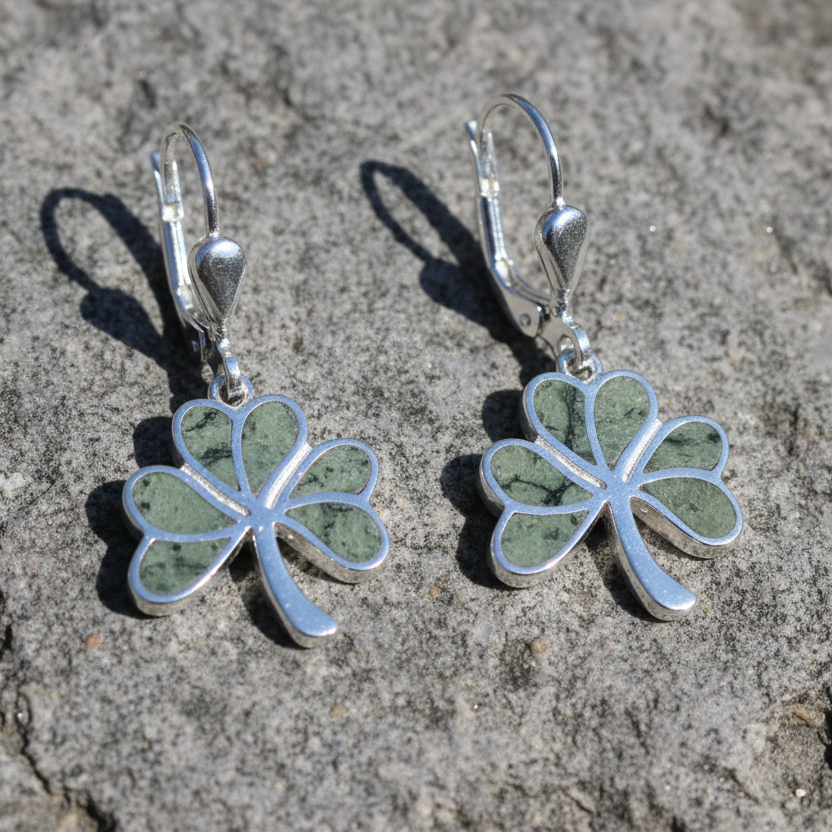 Connemara Marble Shamrock Drop Earrings