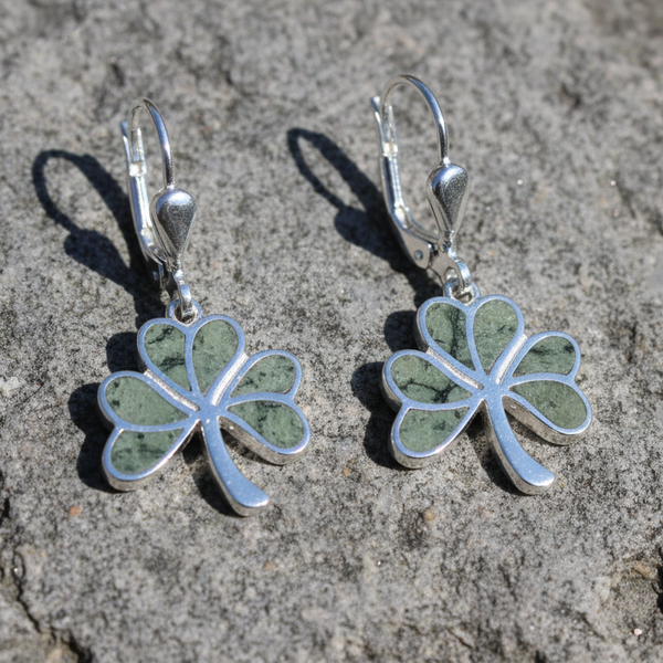 Connemara Marble Shamrock Drop Earrings