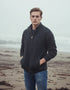 Mens Lined Wool Aran Cardigan | Charcoal