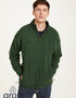 Mens Lined Wool Aran Cardigan | Green