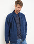 Mens Lined Wool Aran Cardigan - Blue