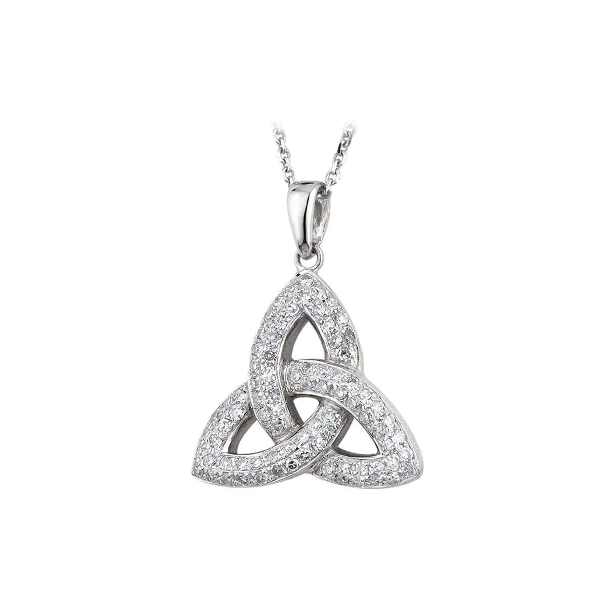Nœud trinité moyen en or blanc 14 carats et émeraude
