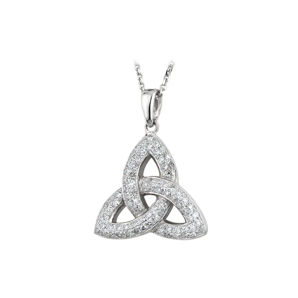 Nœud trinité moyen en or blanc 14 carats et émeraude