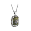 Marcasite Shamrock Connemara Marble Silver Pendant