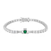 Silver Green Cz Heart Claddagh Tennis Bracelet