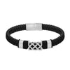Rhodium Black Leather Celtic Knot Bracelet