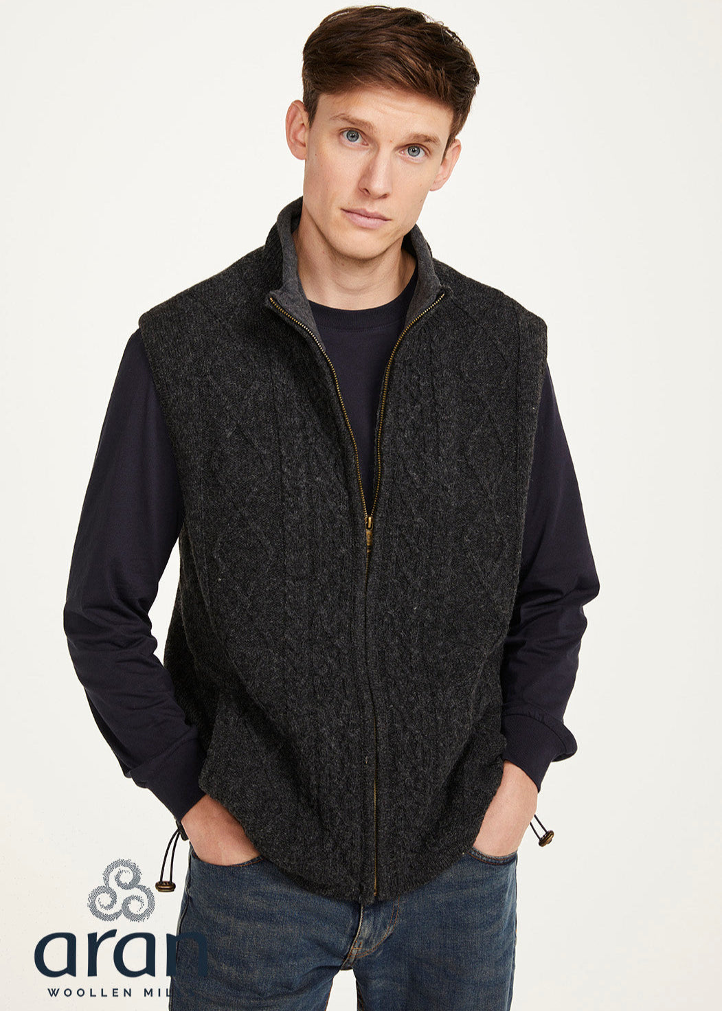 Aran Full Zip Fleece Gilet