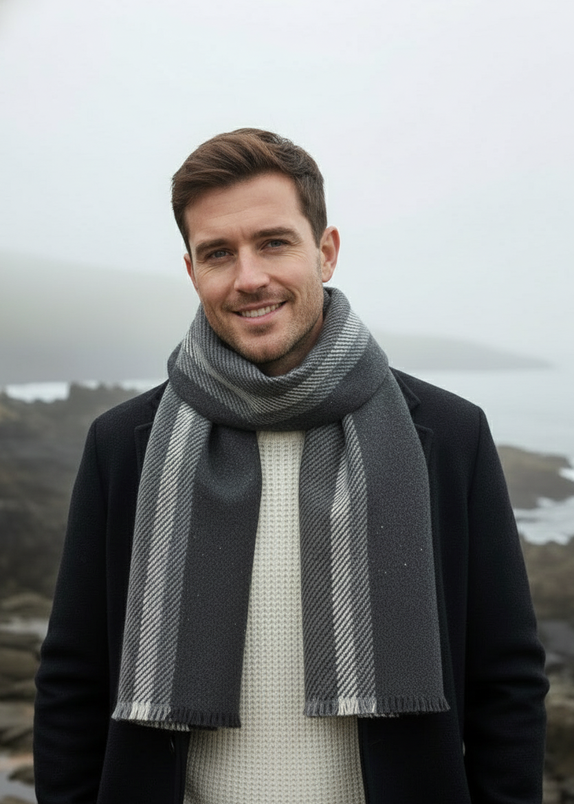 Mucros Donegal Scarf | Grey Black