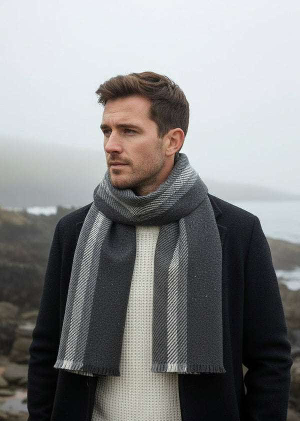 Mucros Grey Black Donegal Scarf