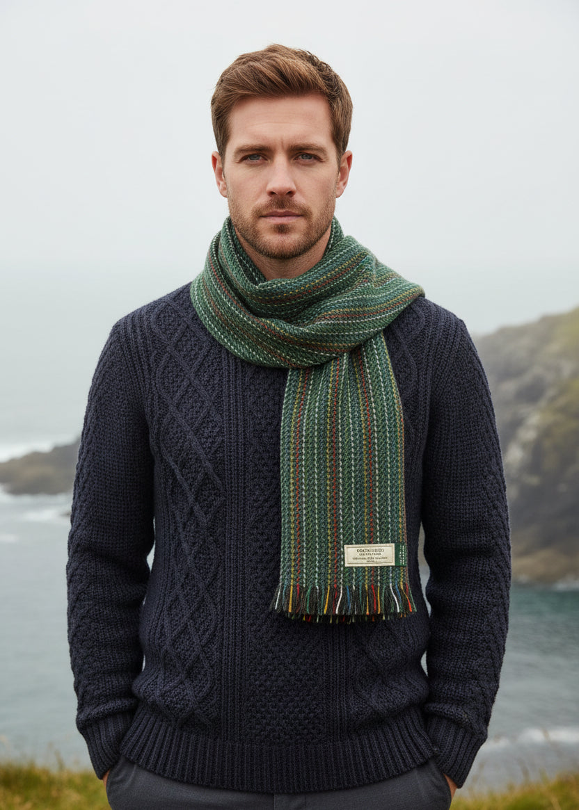 Mucros Soft Donegal Wool Green Scarf