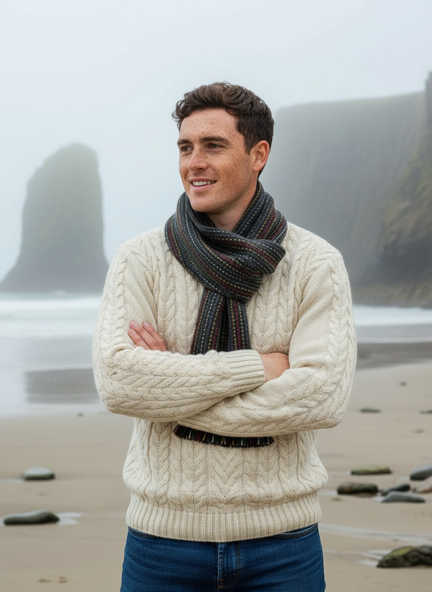 Mucros Donegal Wool Scarf | Black