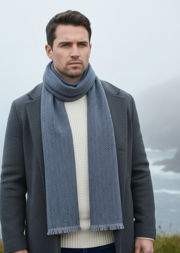 Mucros Donegal Scarf | Denim Speck