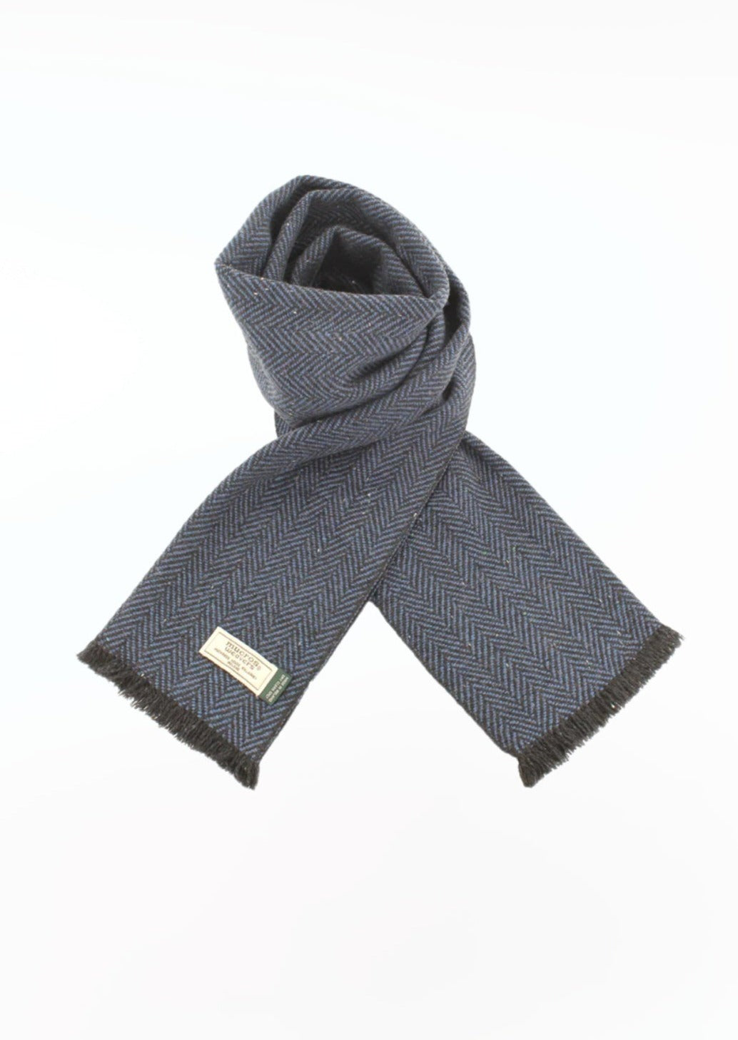 Mucros Blue Herringbone Donegal Scarf