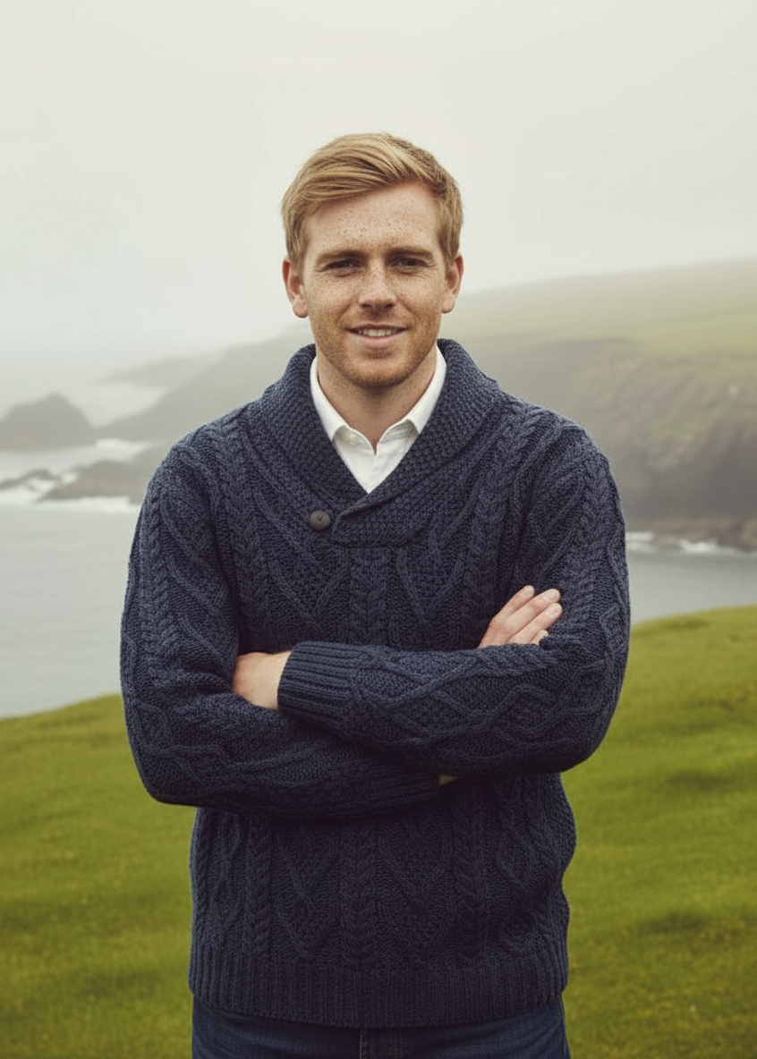 Dublin Shawl Collar Aran Sweater | Cormorant