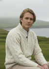 Dublin Shawl Collar Aran Sweater | Natural