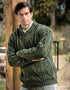 Dublin Shawl Collar Aran Sweater - Green