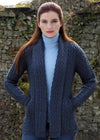 Herringbone Edge to Edge Aran Cardigan - Mallard Mix | 100% Merino Wool