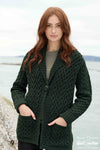 One Button Merino Wool Aran Hearts Cardigan | Cedar