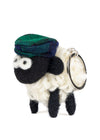 Knitted Wool Standing Sheep Keyring | Green Tartan Flatcap