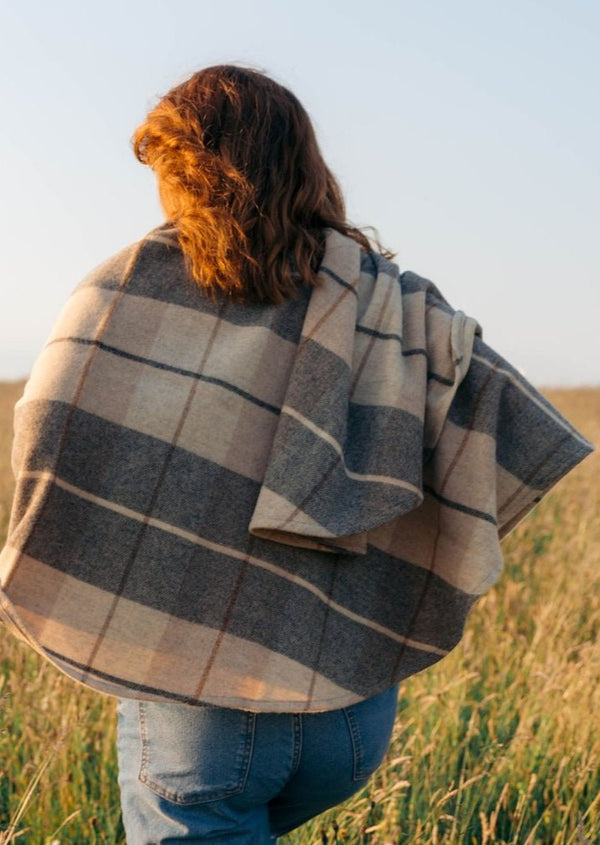 John Hanly Lambswool Cape | Rust Cream & Brown Mix