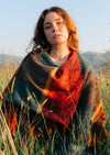 John Hanly Lambswool Cape | Orange Green Yellow Check