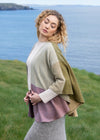 John Hanly Lambswool Cape | Heather Moss Beige Block