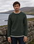 Saol Men's Fisherman Rib Crew Neck Sweater – Green