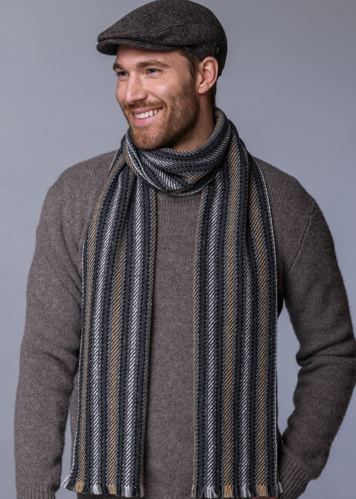 Mucros Soft Donegal Scarf | Charcoal Mix