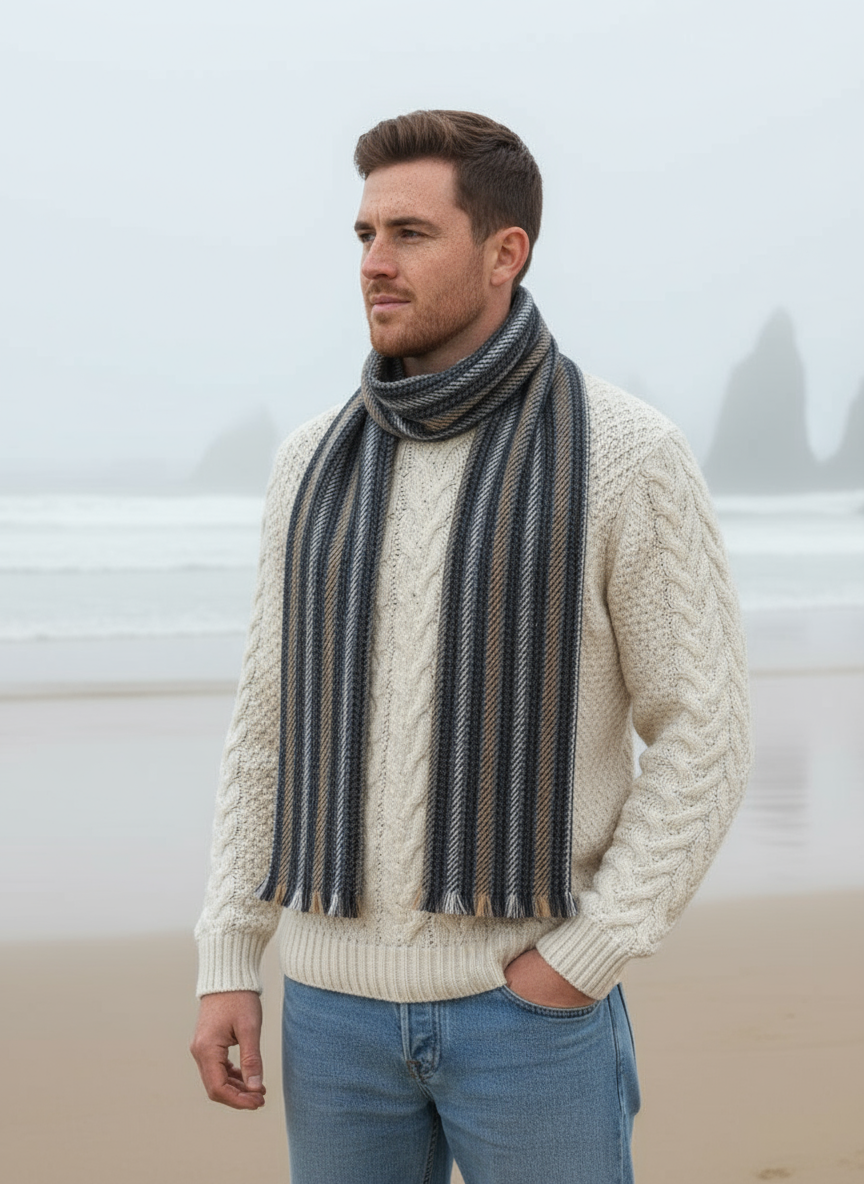 Mucros Soft Donegal Scarf | Charcoal Mix