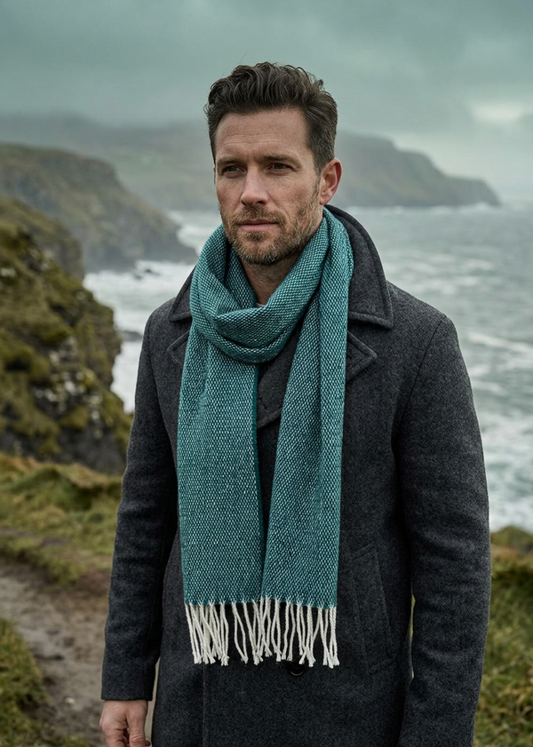 McNutt of Donegal Sea Green Tweed Scarf