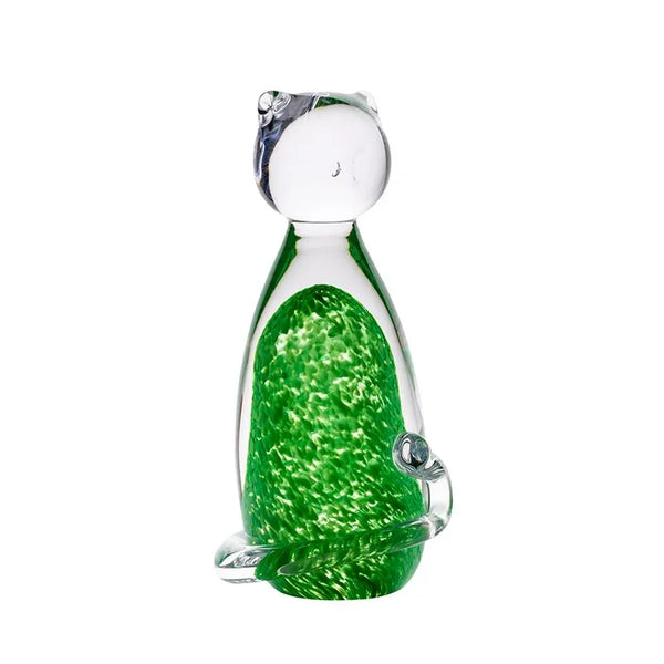 Irish Shamrock Glass Cat