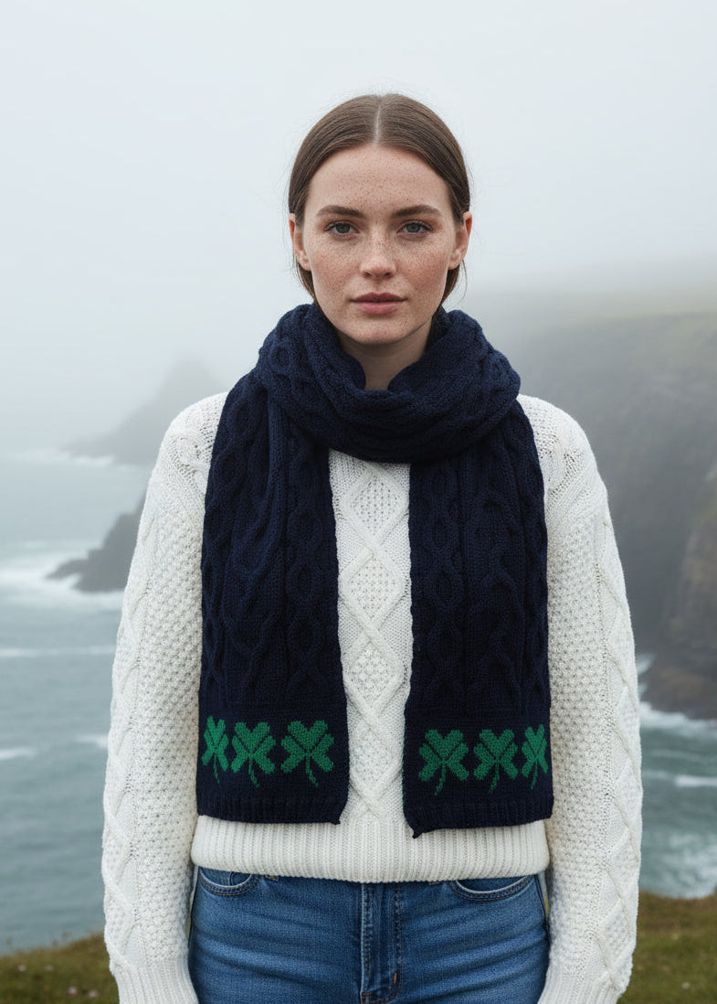 Shamrock Scarf | Navy