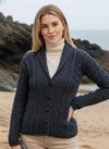 Shawl Collar Aran Cardigan | Charcoal