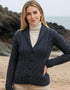 Shawl Collar Aran Cardigan | Charcoal