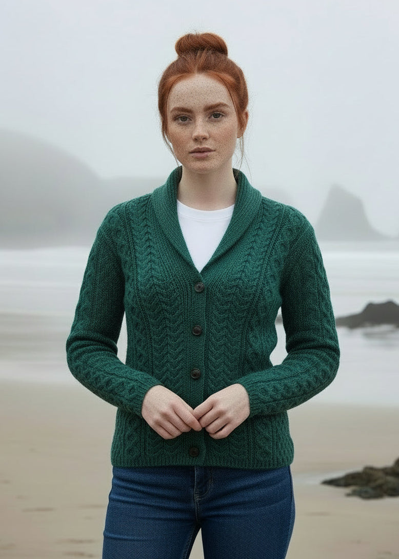 Shawl Collar Aran Cardigan
