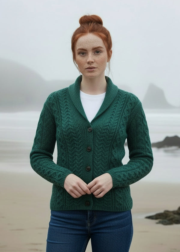 Shawl Collar Aran Cardigan