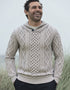 Men's Shawl Collar Aran Sweater | Oatmeal