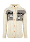 Ladies Aran Sheep Cardigan | 100% Wool | Natural
